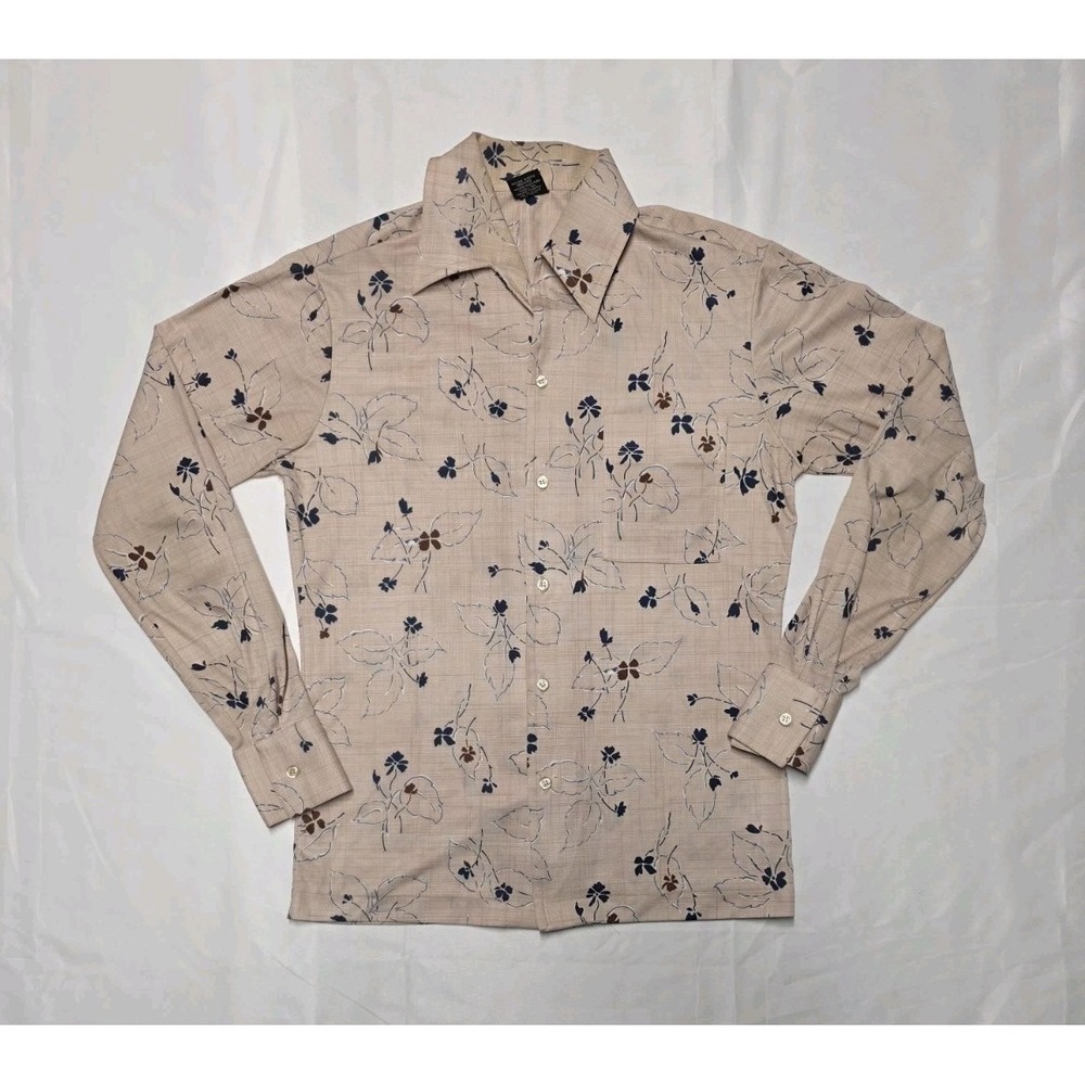 Vintage Joel California Shirt Mens Small Floral Button Up Long Sleeve Disco 70s